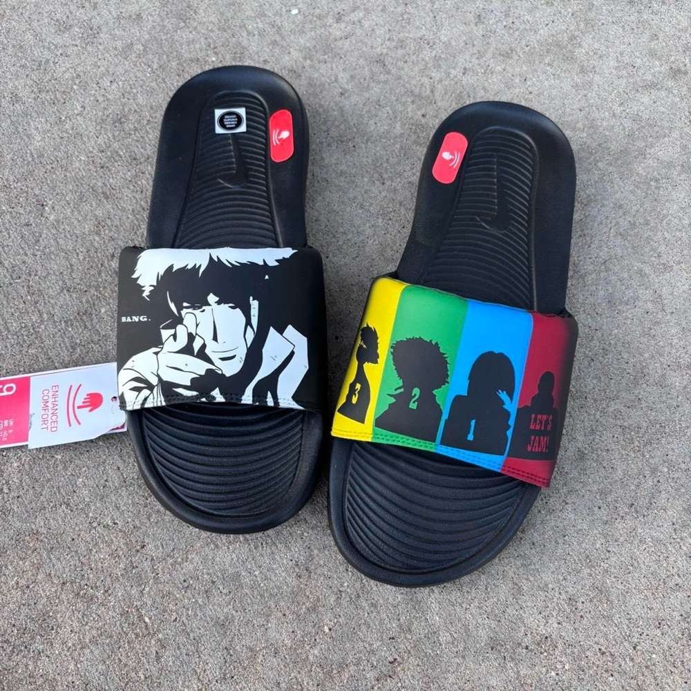 Custom Painted Nike Slides Cowboy Bebop - Men Size 9